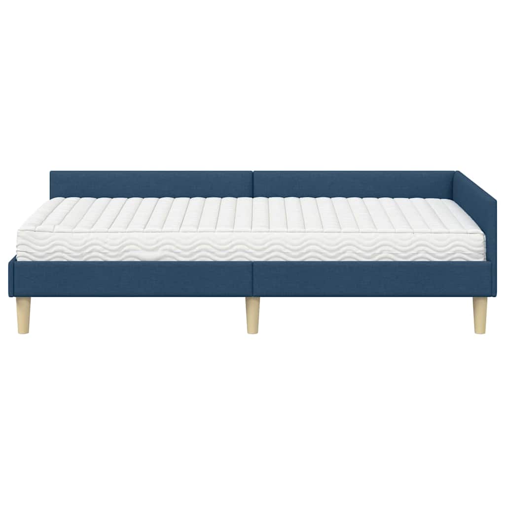 Hoekbedframe met Matras met matras 2 pcs Blauw Stof is nu te koop bij PeponiXL, paradijselijk wonen!