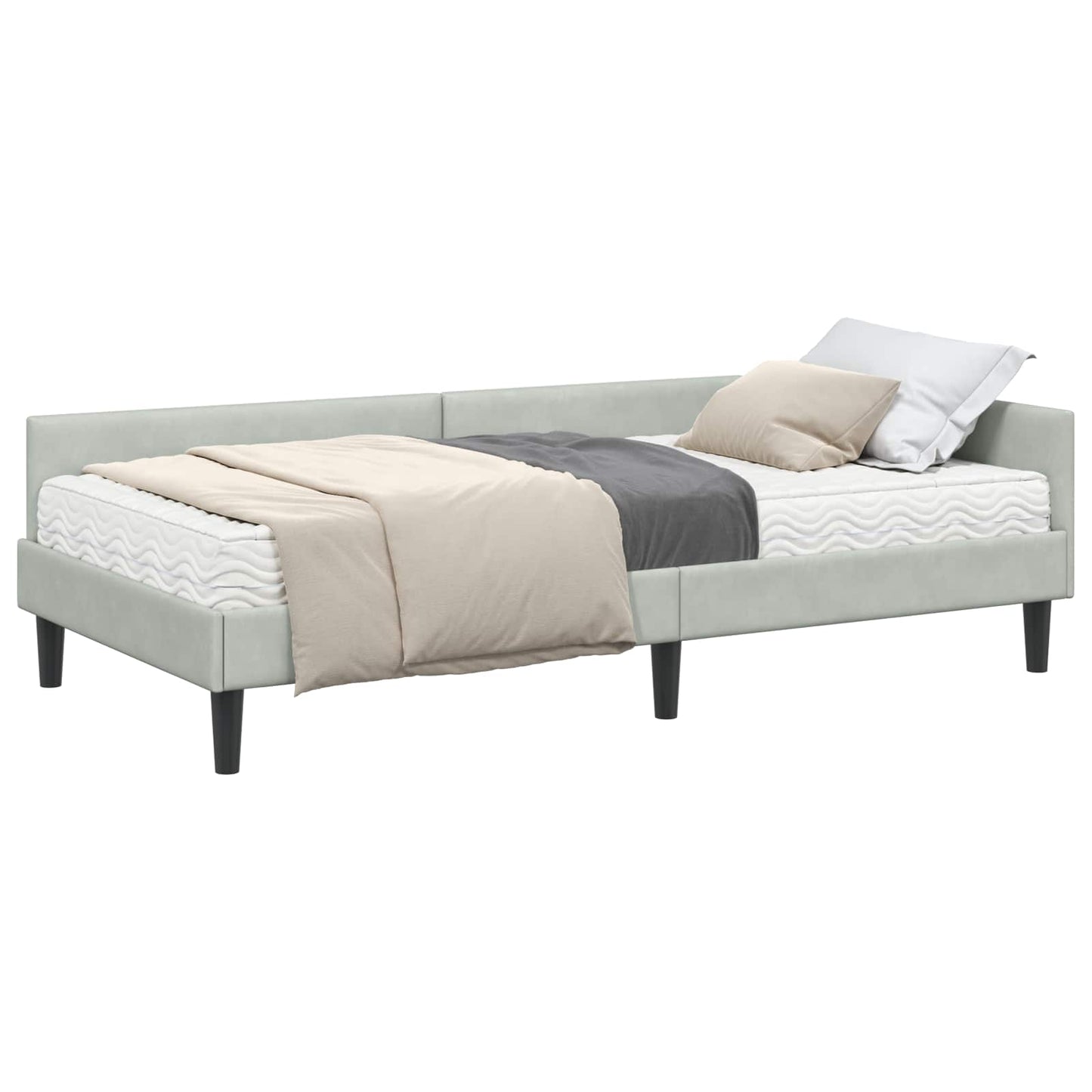 Hoekbedframe met Matras Anders 2 pcs Lichtgrijs Fluweel is nu te koop bij PeponiXL, paradijselijk wonen!