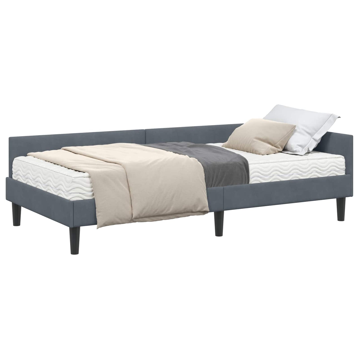 Hoekbedframe met Matras Anders 2 pcs Grijs Fluweel is nu te koop bij PeponiXL, paradijselijk wonen!