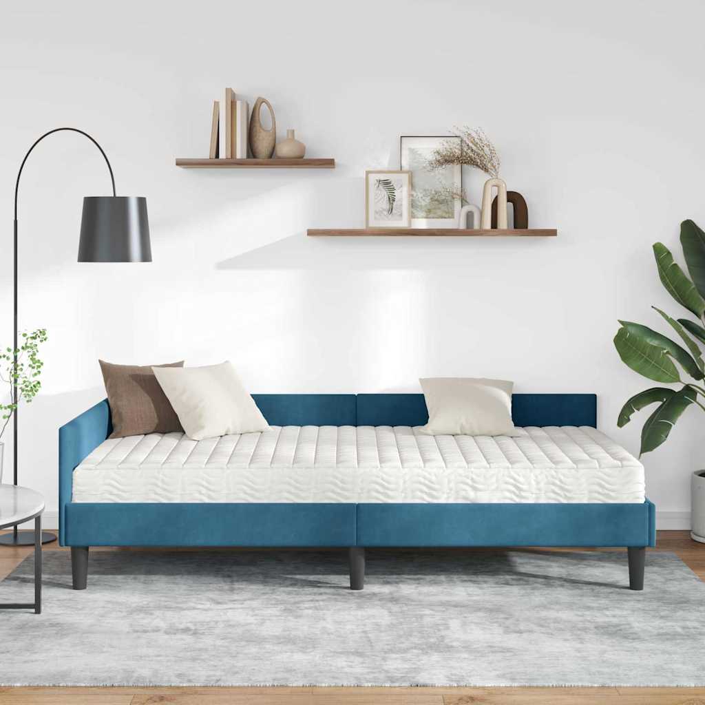 Hoekbedframe met Matras Anders 2 pcs Blauw Fluweel is nu te koop bij PeponiXL, paradijselijk wonen!
