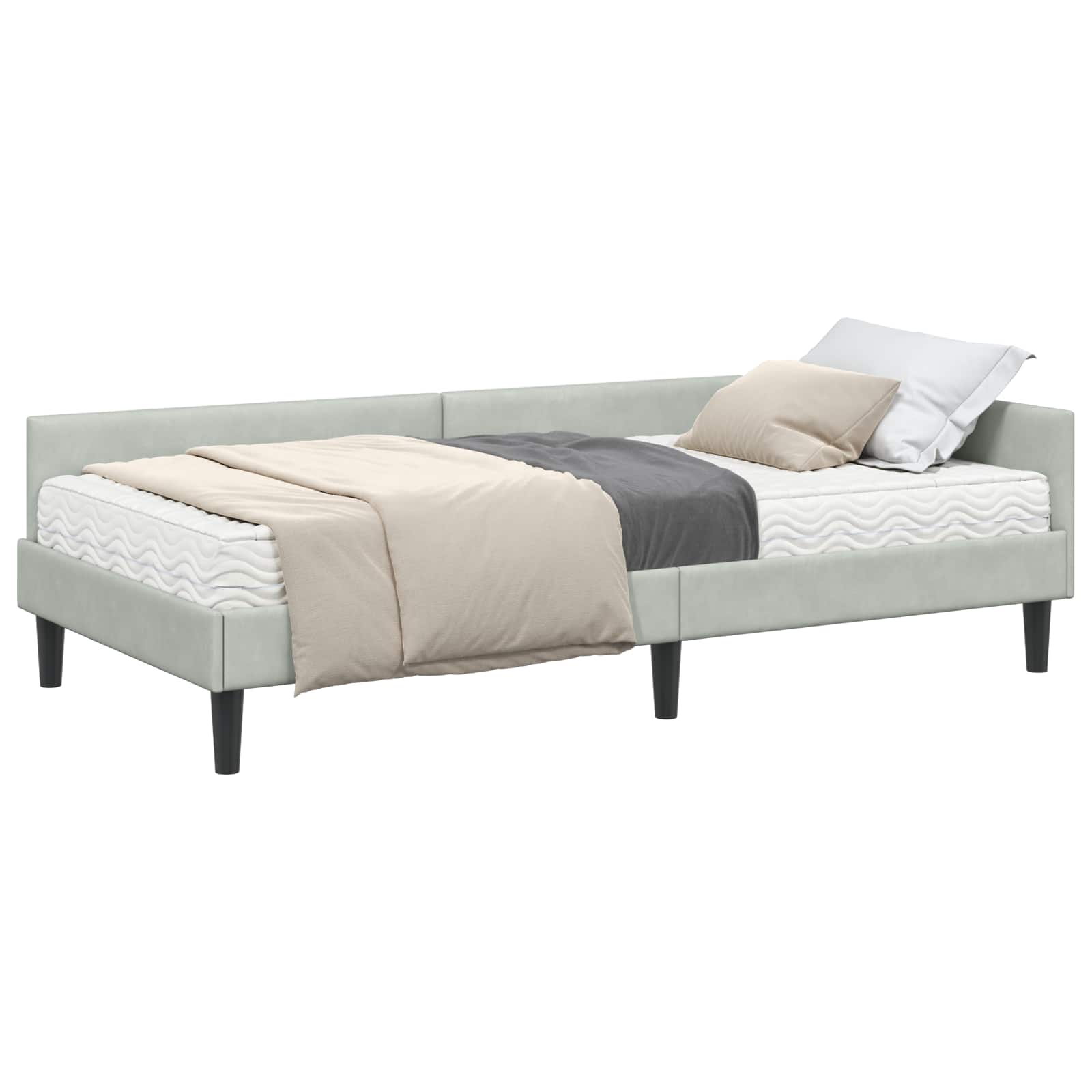 Hoekbedframe met Matras Anders 2 pcs Lichtgrijs Fluweel is nu te koop bij PeponiXL, paradijselijk wonen!