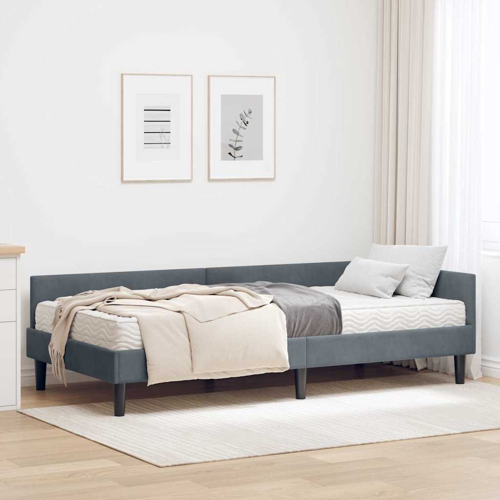Hoekbedframe met Matras Anders 2 pcs Grijs Fluweel is nu te koop bij PeponiXL, paradijselijk wonen!