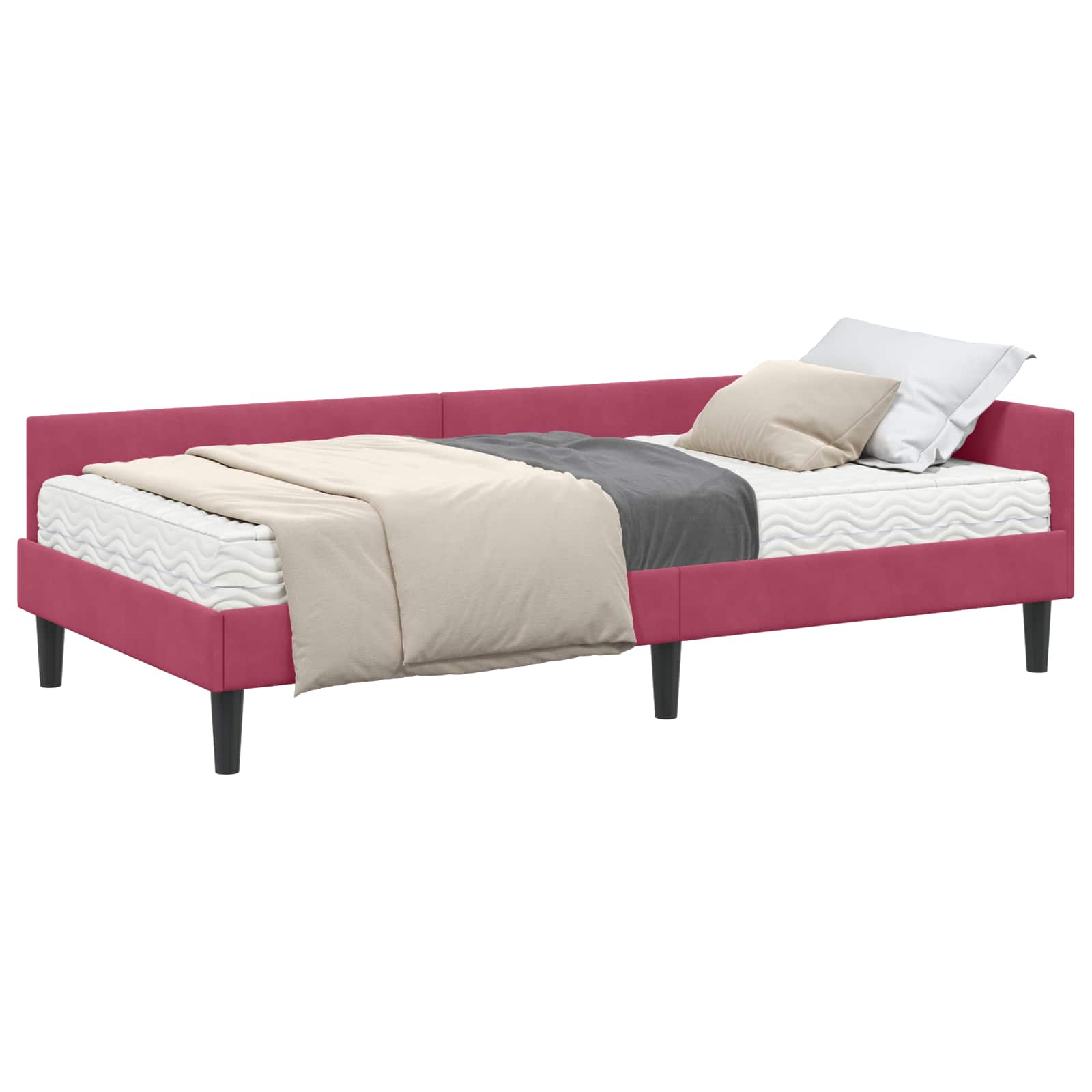 Hoekbedframe met Matras Anders 2 pcs Groen Fluweel is nu te koop bij PeponiXL, paradijselijk wonen!
