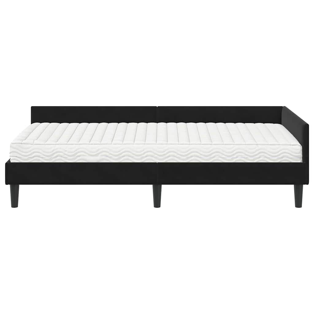 Hoekbedframe met Matras Anders 2 pcs Zwart Fluweel is nu te koop bij PeponiXL, paradijselijk wonen!