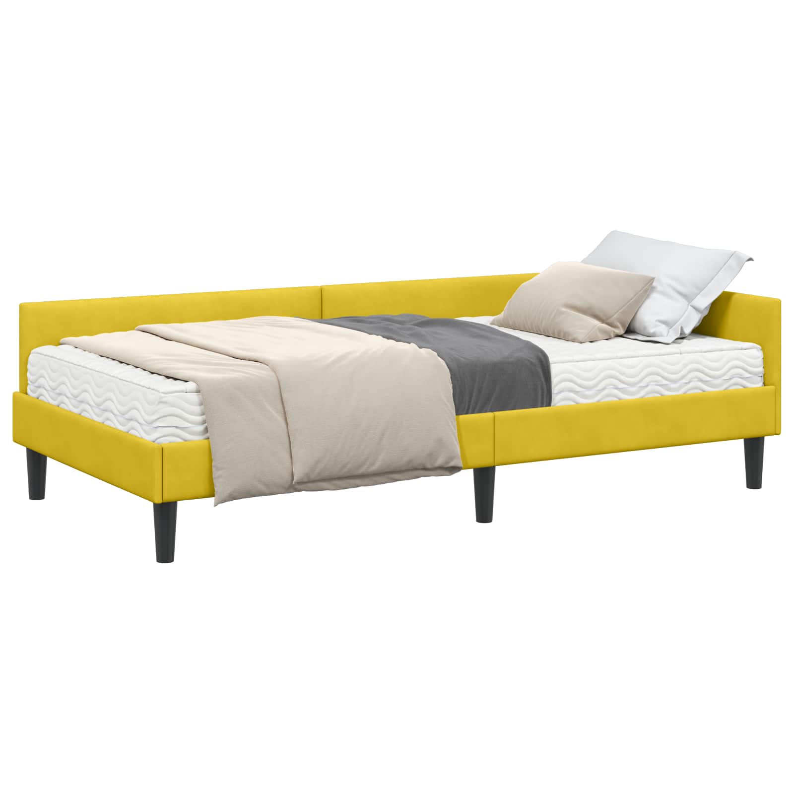Hoekbedframe met Matras Anders 2 pcs Geel Fluweel is nu te koop bij PeponiXL, paradijselijk wonen!