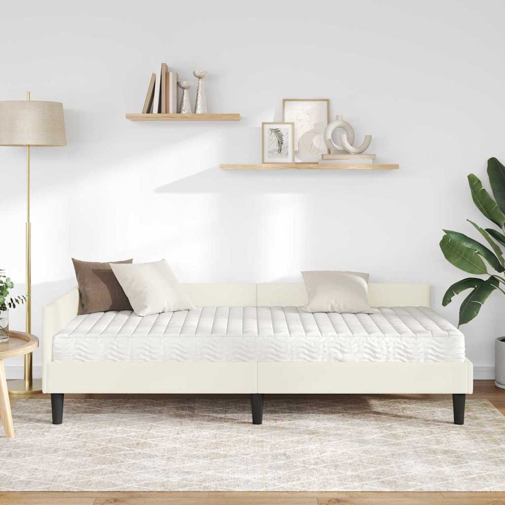 Hoekbedframe met Matras Anders 2 pcs Crème Fluweel is nu te koop bij PeponiXL, paradijselijk wonen!