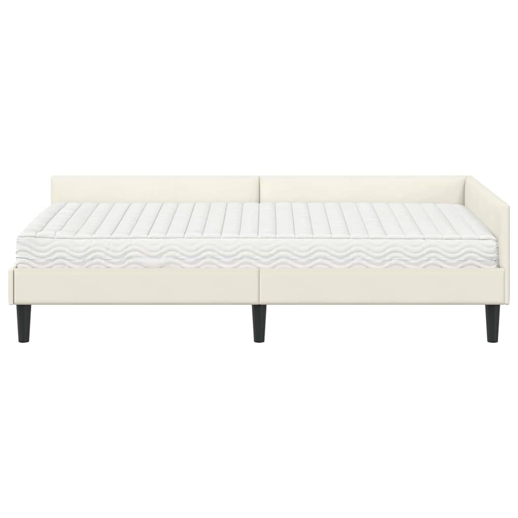 Hoekbedframe met Matras Anders 2 pcs Crème Fluweel is nu te koop bij PeponiXL, paradijselijk wonen!