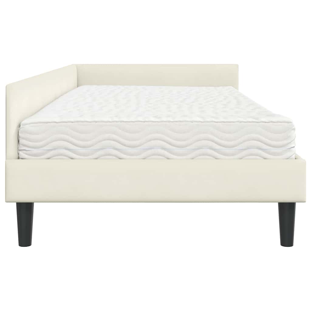 Hoekbedframe met Matras Anders 2 pcs Crème Fluweel is nu te koop bij PeponiXL, paradijselijk wonen!