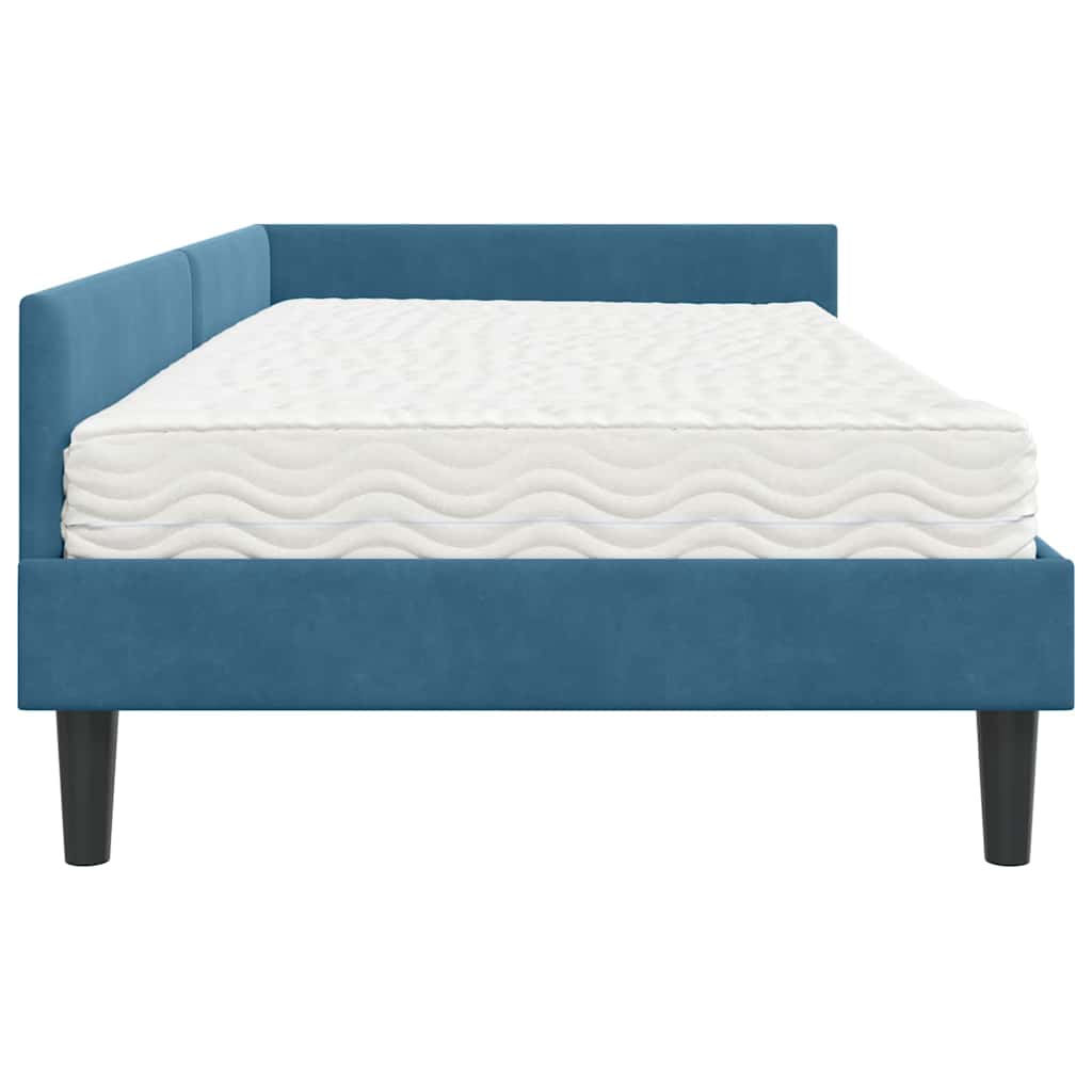 Hoekbedframe met Matras Anders 2 pcs Blauw Fluweel is nu te koop bij PeponiXL, paradijselijk wonen!
