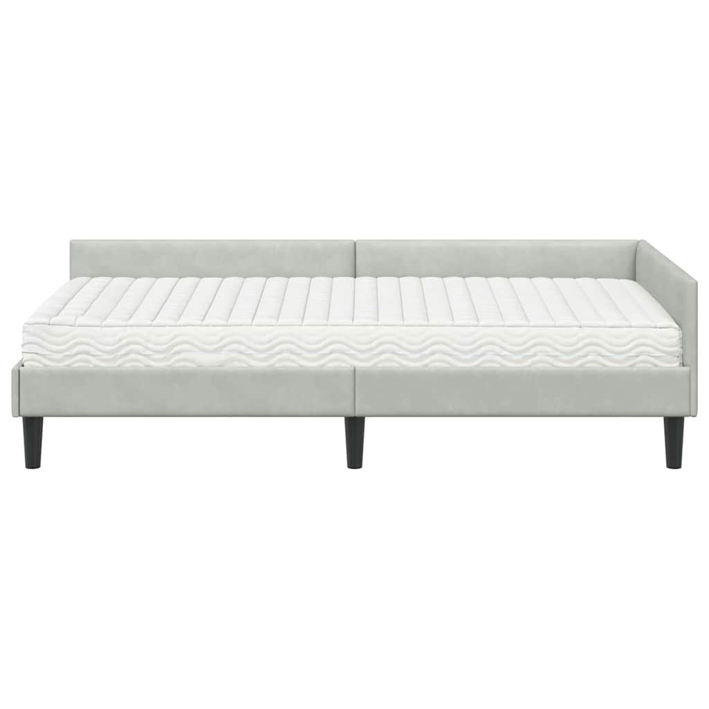 Hoekbedframe met Matras Anders 2 pcs Lichtgrijs Fluweel is nu te koop bij PeponiXL, paradijselijk wonen!