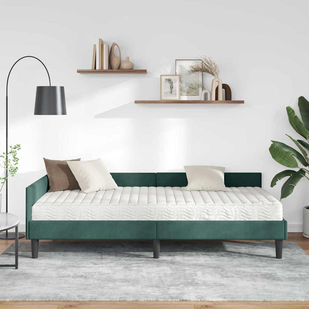 Hoekbedframe met Matras Anders 2 pcs Groen Fluweel is nu te koop bij PeponiXL, paradijselijk wonen!