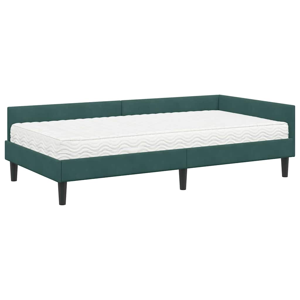 Hoekbedframe met Matras Anders 2 pcs Groen Fluweel is nu te koop bij PeponiXL, paradijselijk wonen!