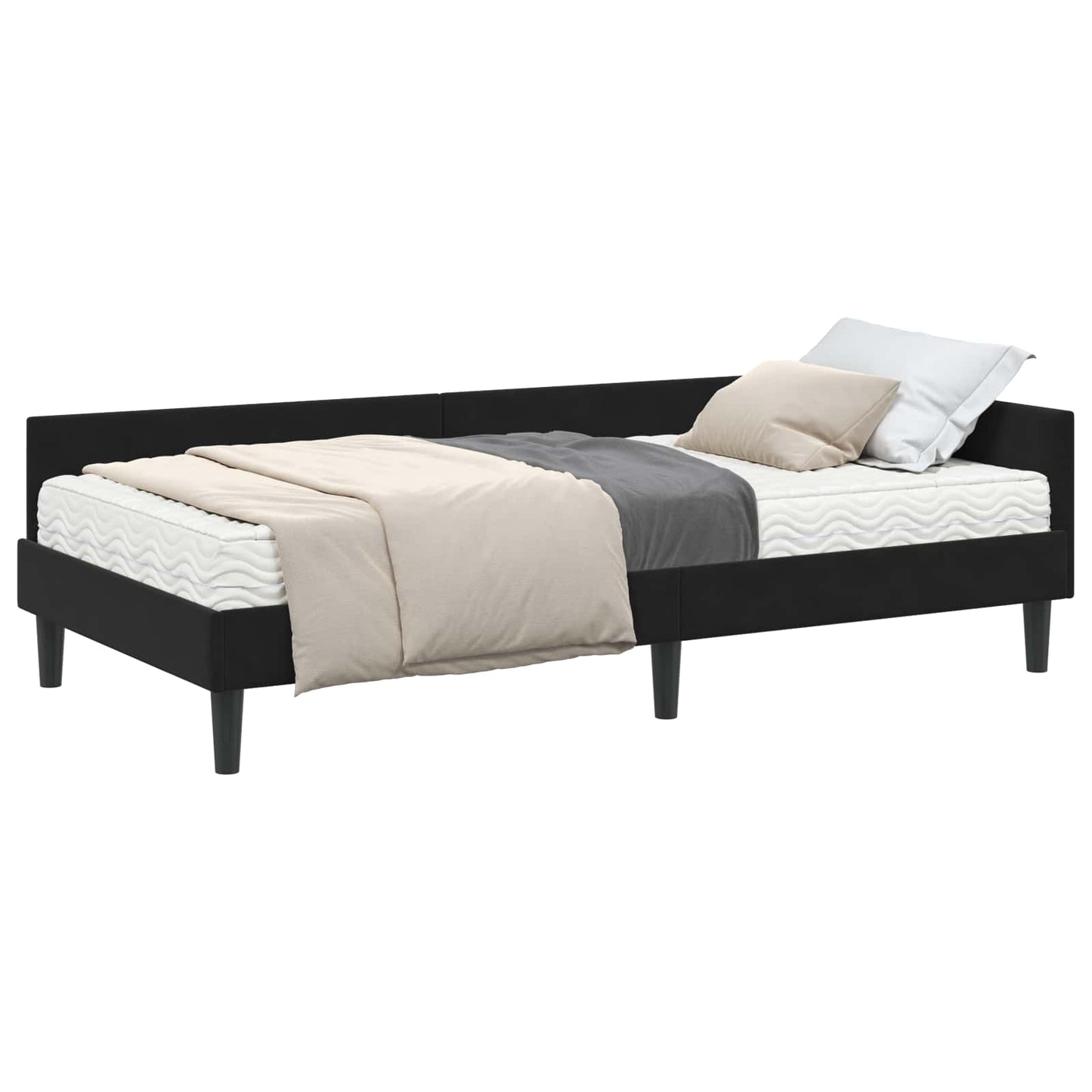 Hoekbedframe met Matras Anders 2 pcs Zwart Fluweel is nu te koop bij PeponiXL, paradijselijk wonen!