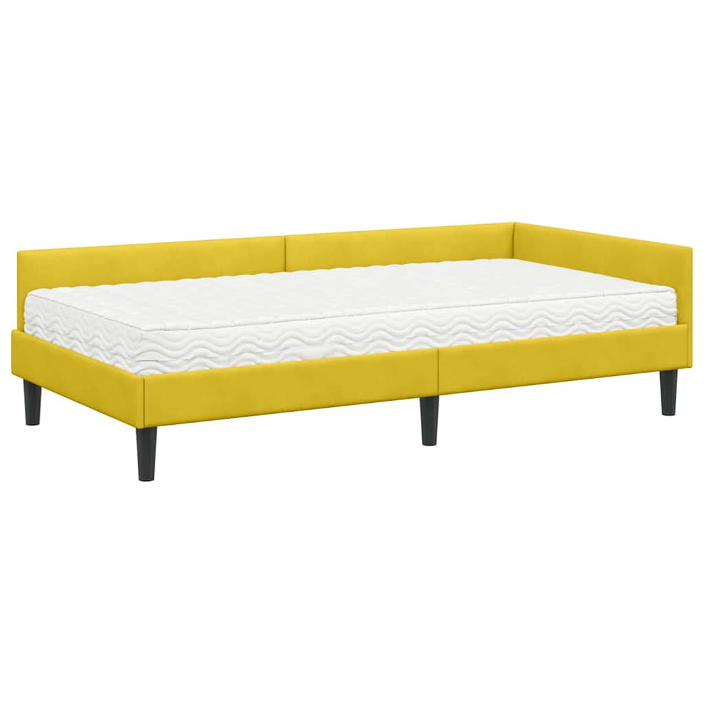 Hoekbedframe met Matras Anders 2 pcs Geel Fluweel is nu te koop bij PeponiXL, paradijselijk wonen!