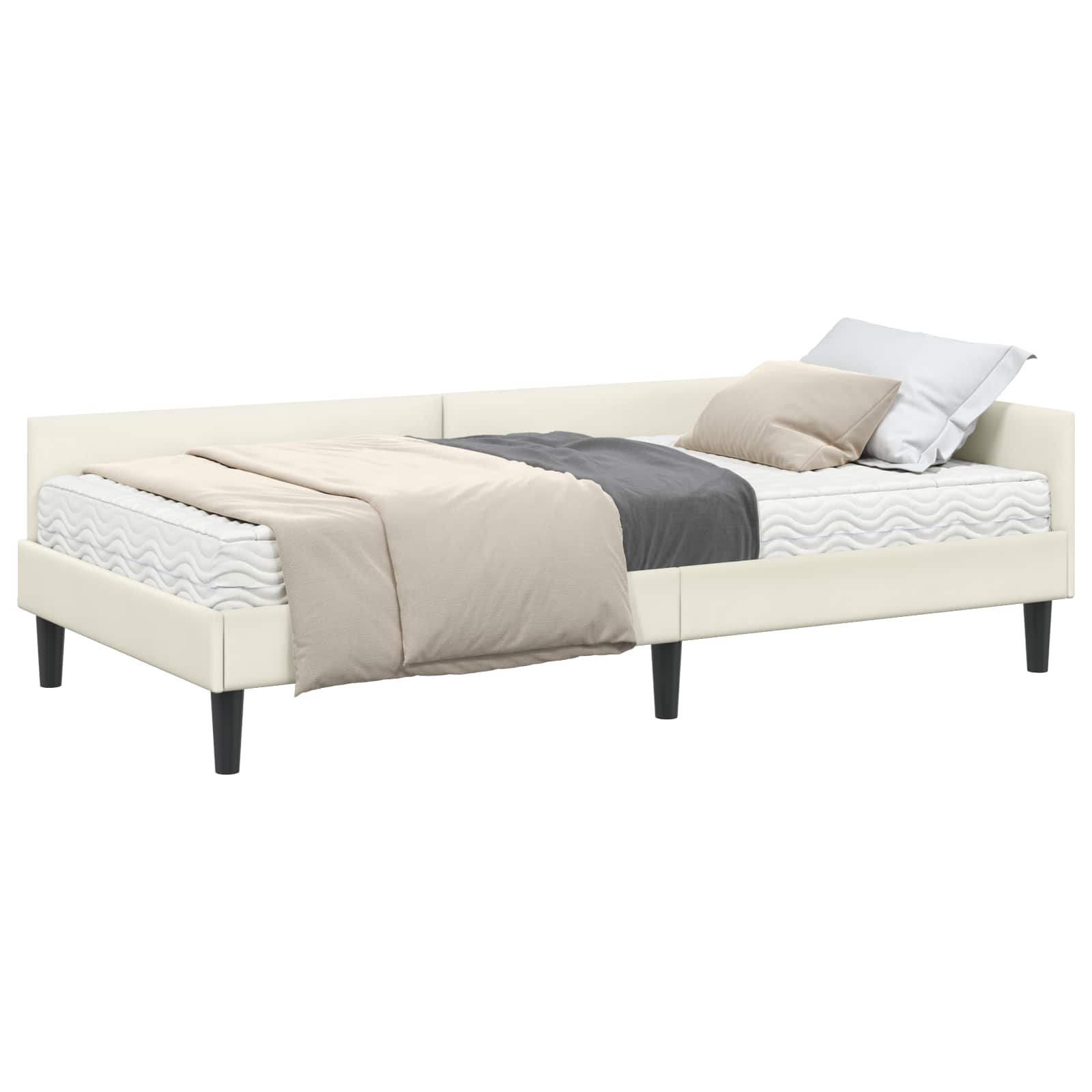 Hoekbedframe met Matras Anders 2 pcs Crème Fluweel is nu te koop bij PeponiXL, paradijselijk wonen!