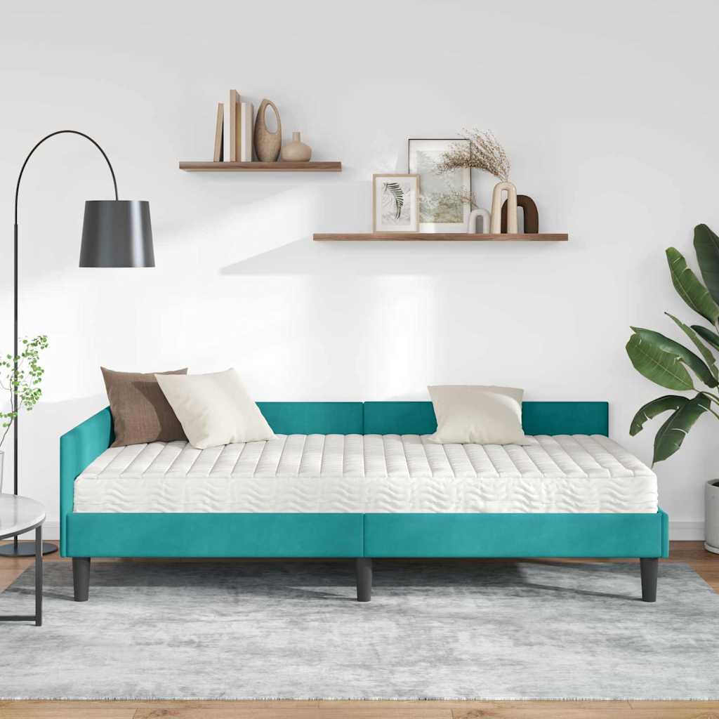 Hoekbedframe met Matras Anders 2 pcs Turquoise Fluweel is nu te koop bij PeponiXL, paradijselijk wonen!