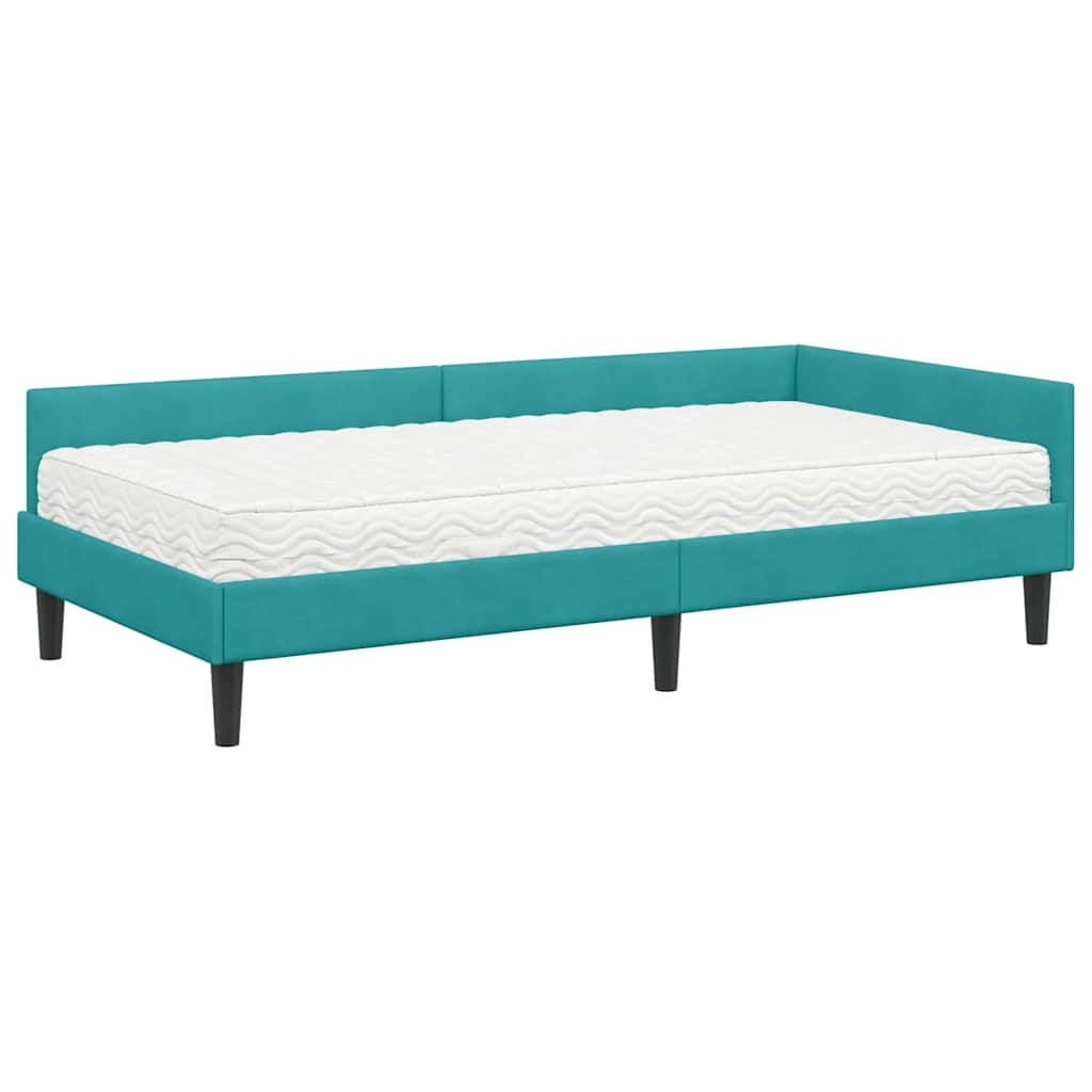 Hoekbedframe met Matras Anders 2 pcs Turquoise Fluweel is nu te koop bij PeponiXL, paradijselijk wonen!