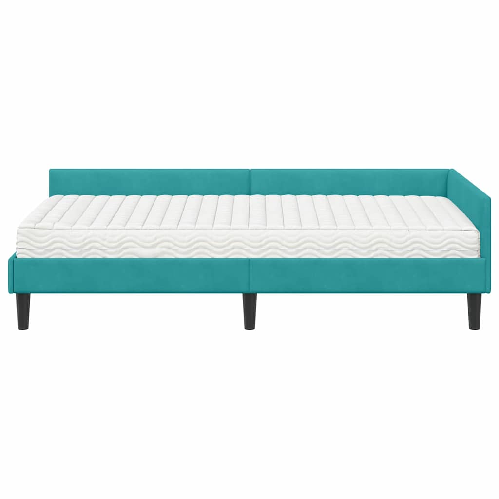 Hoekbedframe met Matras Anders 2 pcs Turquoise Fluweel is nu te koop bij PeponiXL, paradijselijk wonen!