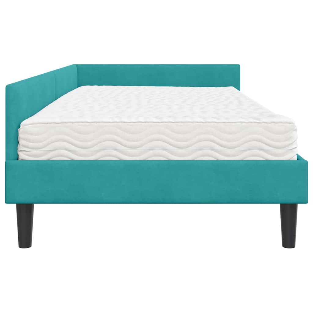 Hoekbedframe met Matras Anders 2 pcs Turquoise Fluweel is nu te koop bij PeponiXL, paradijselijk wonen!