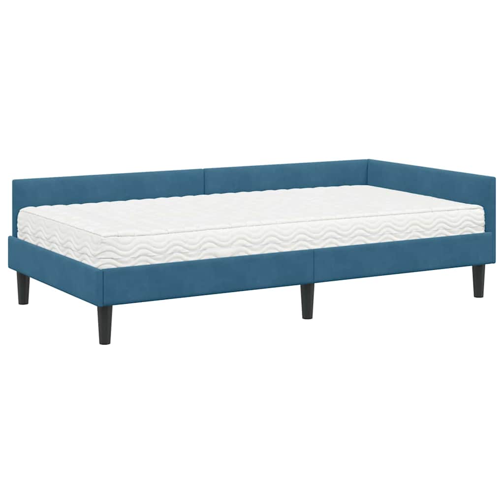 Hoekbedframe met Matras Anders 2 pcs Blauw Fluweel is nu te koop bij PeponiXL, paradijselijk wonen!
