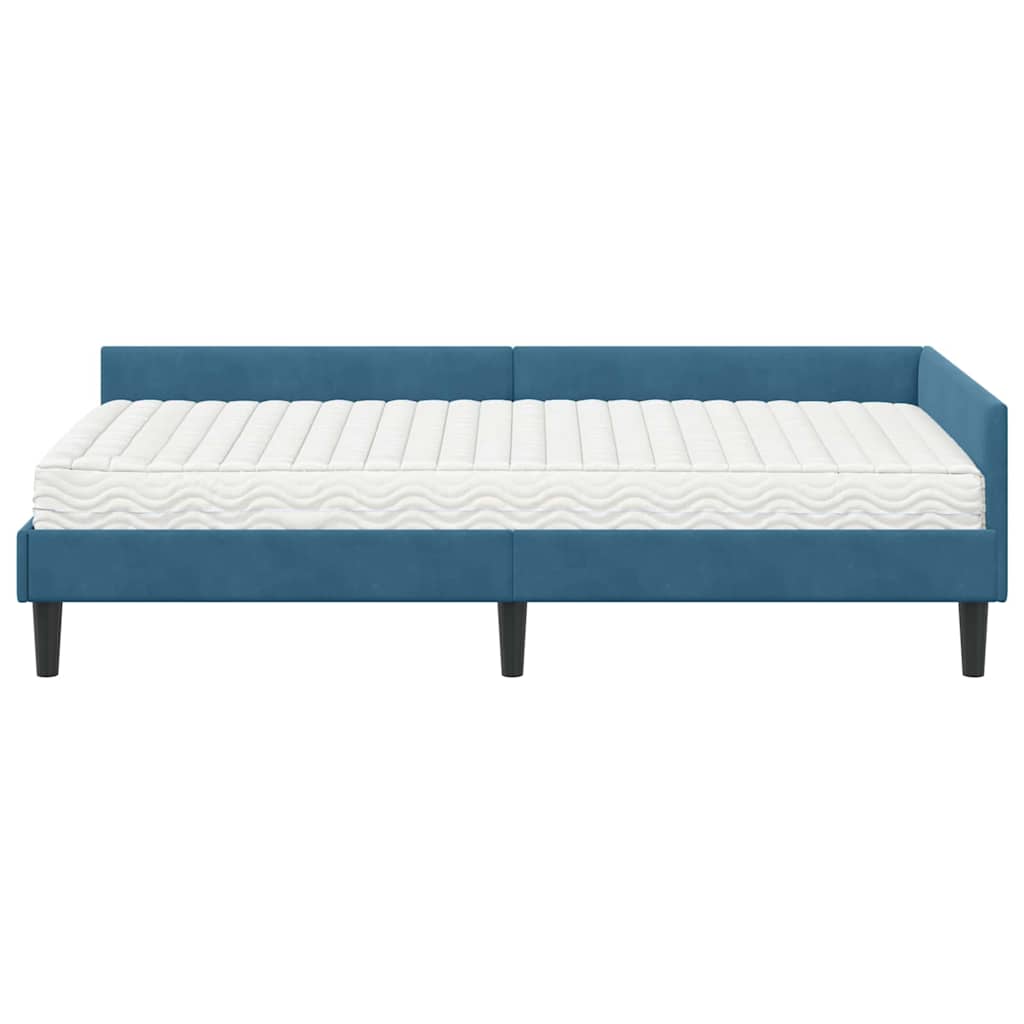 Hoekbedframe met Matras Anders 2 pcs Blauw Fluweel is nu te koop bij PeponiXL, paradijselijk wonen!