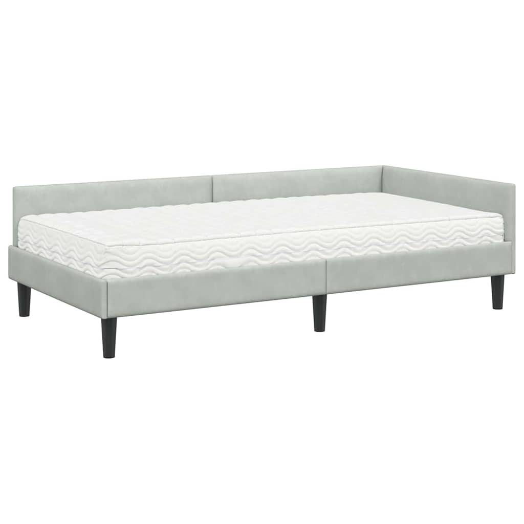 Hoekbedframe met Matras Anders 2 pcs Lichtgrijs Fluweel is nu te koop bij PeponiXL, paradijselijk wonen!