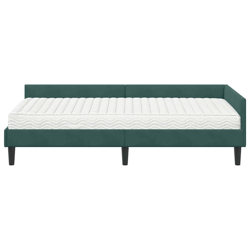 Hoekbedframe met Matras Anders 2 pcs Groen Fluweel is nu te koop bij PeponiXL, paradijselijk wonen!