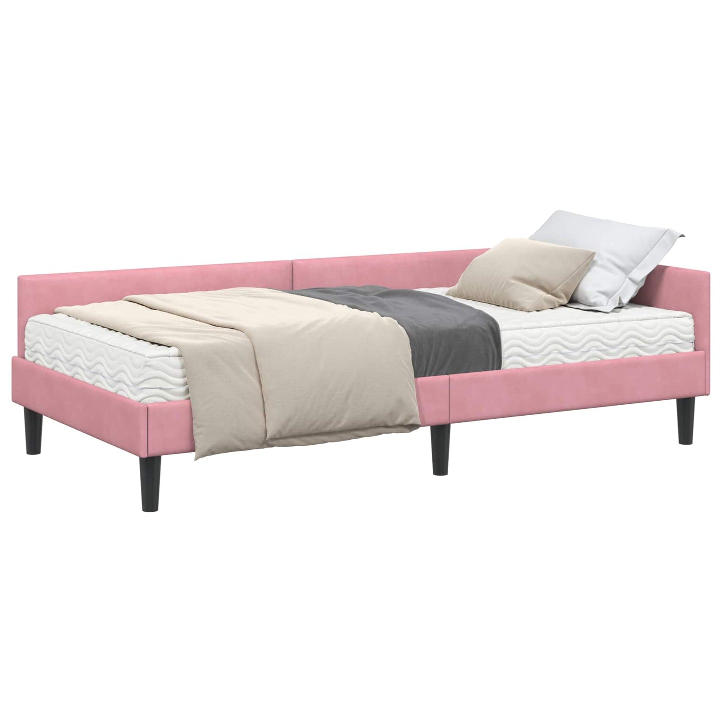 Hoekbedframe met Matras Anders 2 pcs Grijs Fluweel is nu te koop bij PeponiXL, paradijselijk wonen!