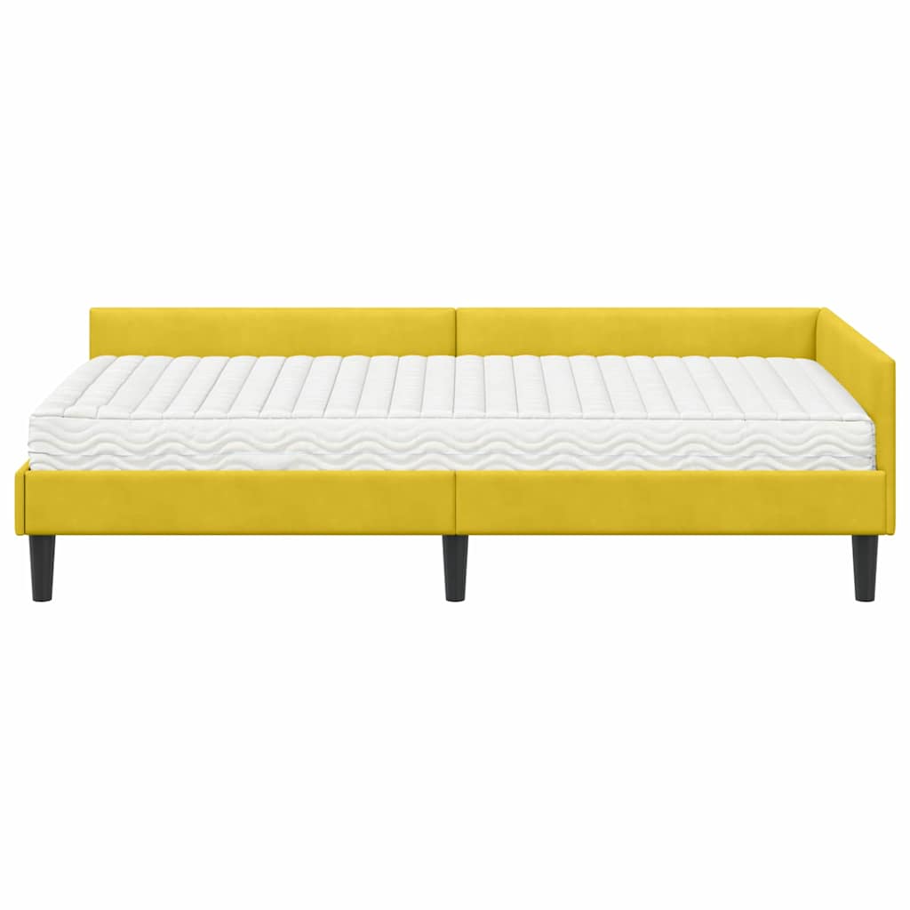 Hoekbedframe met Matras Anders 2 pcs Geel Fluweel is nu te koop bij PeponiXL, paradijselijk wonen!
