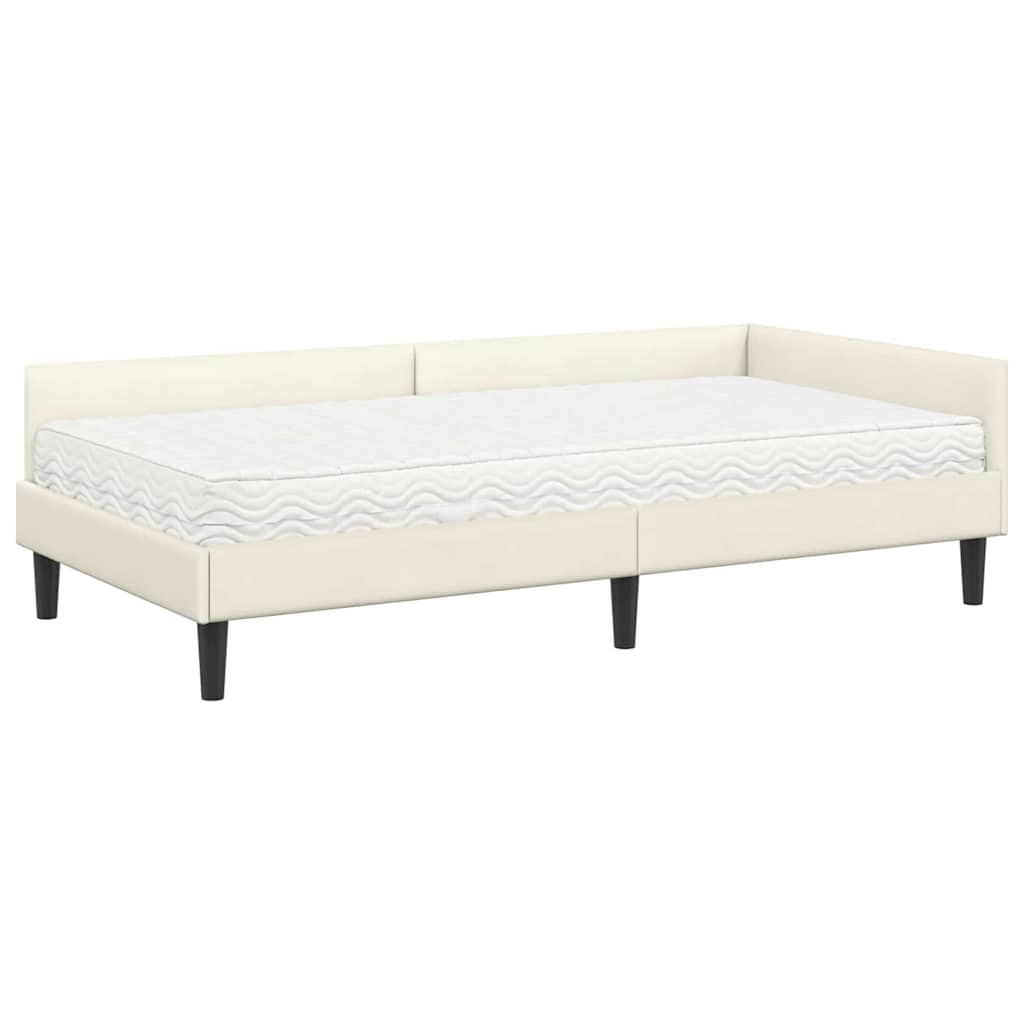 Hoekbedframe met Matras Anders 2 pcs Crème Fluweel is nu te koop bij PeponiXL, paradijselijk wonen!