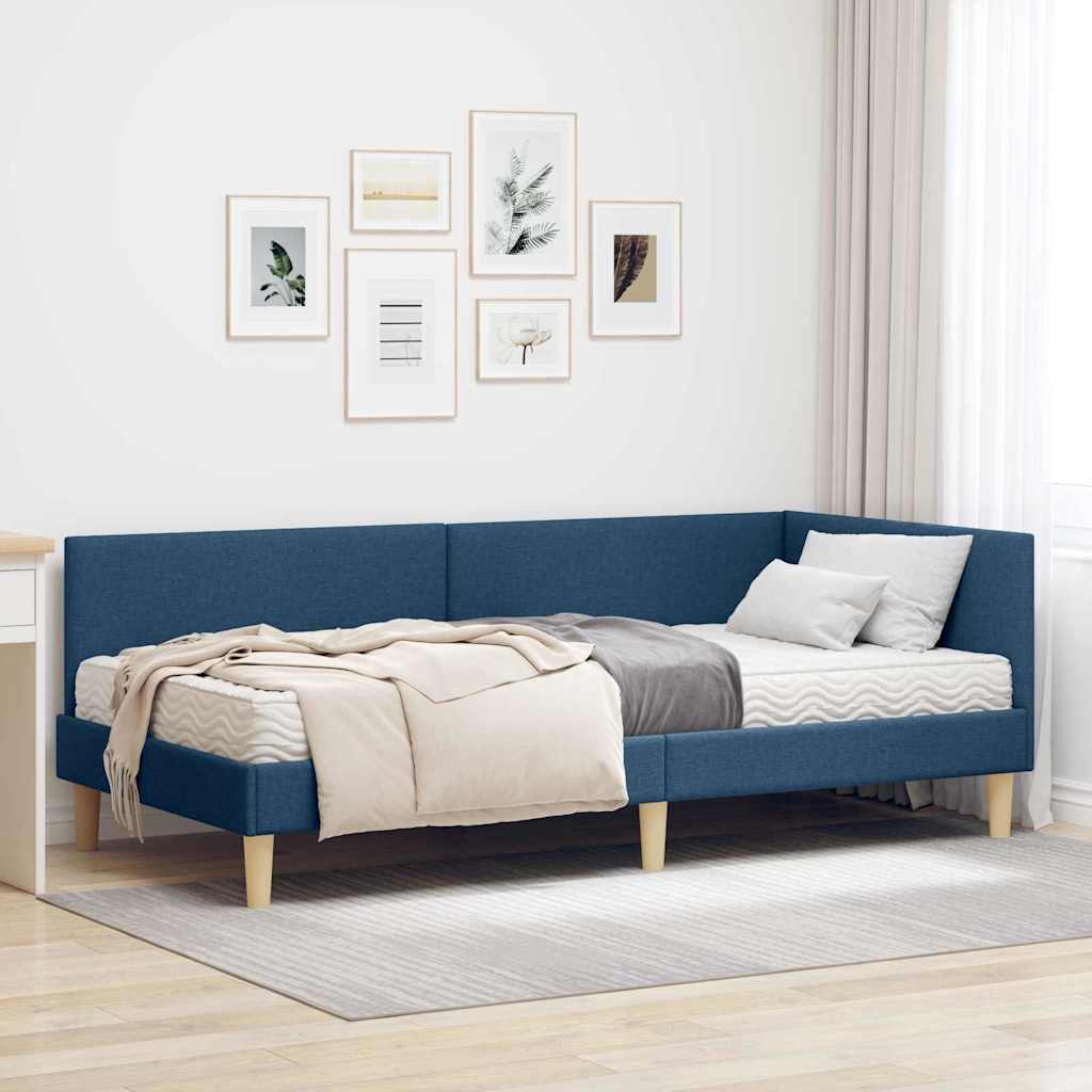 Hoekbedframe met Matras Anders met hoofdeinde 2 pcs Blauw Stof is nu te koop bij PeponiXL, paradijselijk wonen!