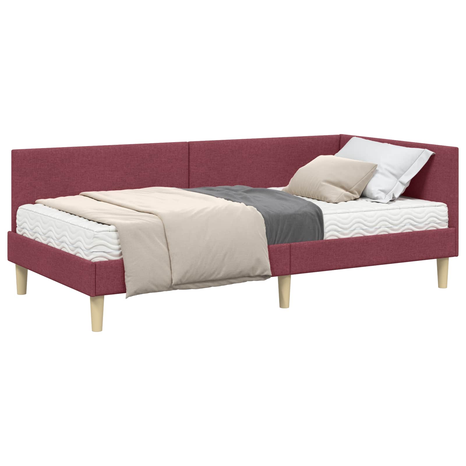 Hoekbedframe met Matras Anders met hoofdeinde 2 pcs Grijs Stof is nu te koop bij PeponiXL, paradijselijk wonen!
