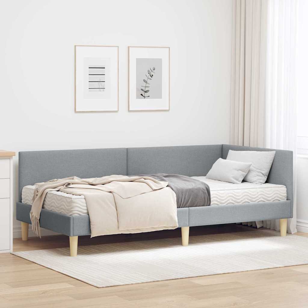 Hoekbedframe met Matras Anders 2 pcs Lichtgrijs Stof is nu te koop bij PeponiXL, paradijselijk wonen!