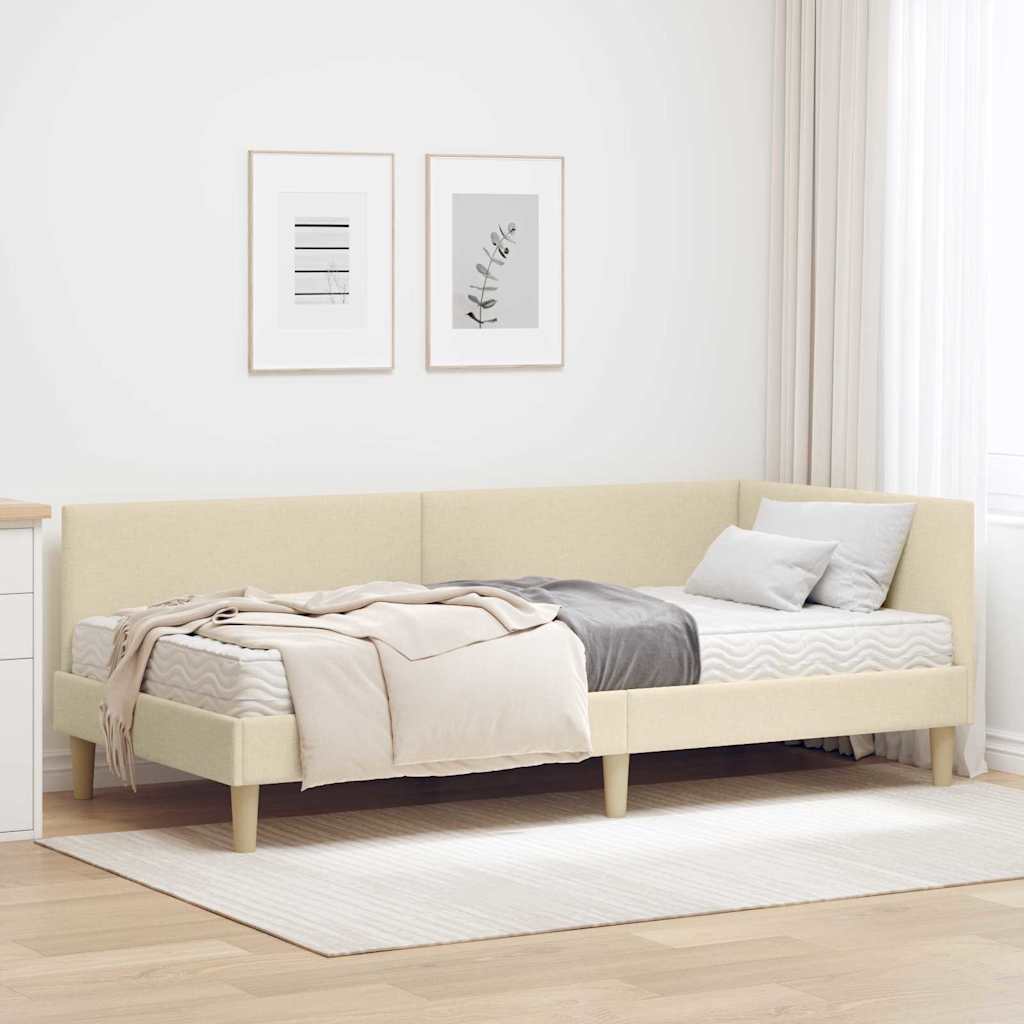 Hoekbedframe met Matras Anders met hoofdeinde 2 pcs Crème Stof is nu te koop bij PeponiXL, paradijselijk wonen!