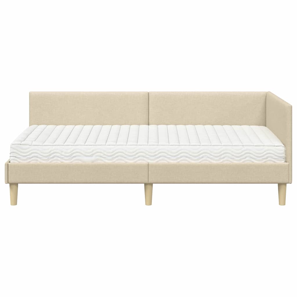 Hoekbedframe met Matras Anders met hoofdeinde 2 pcs Crème Stof is nu te koop bij PeponiXL, paradijselijk wonen!