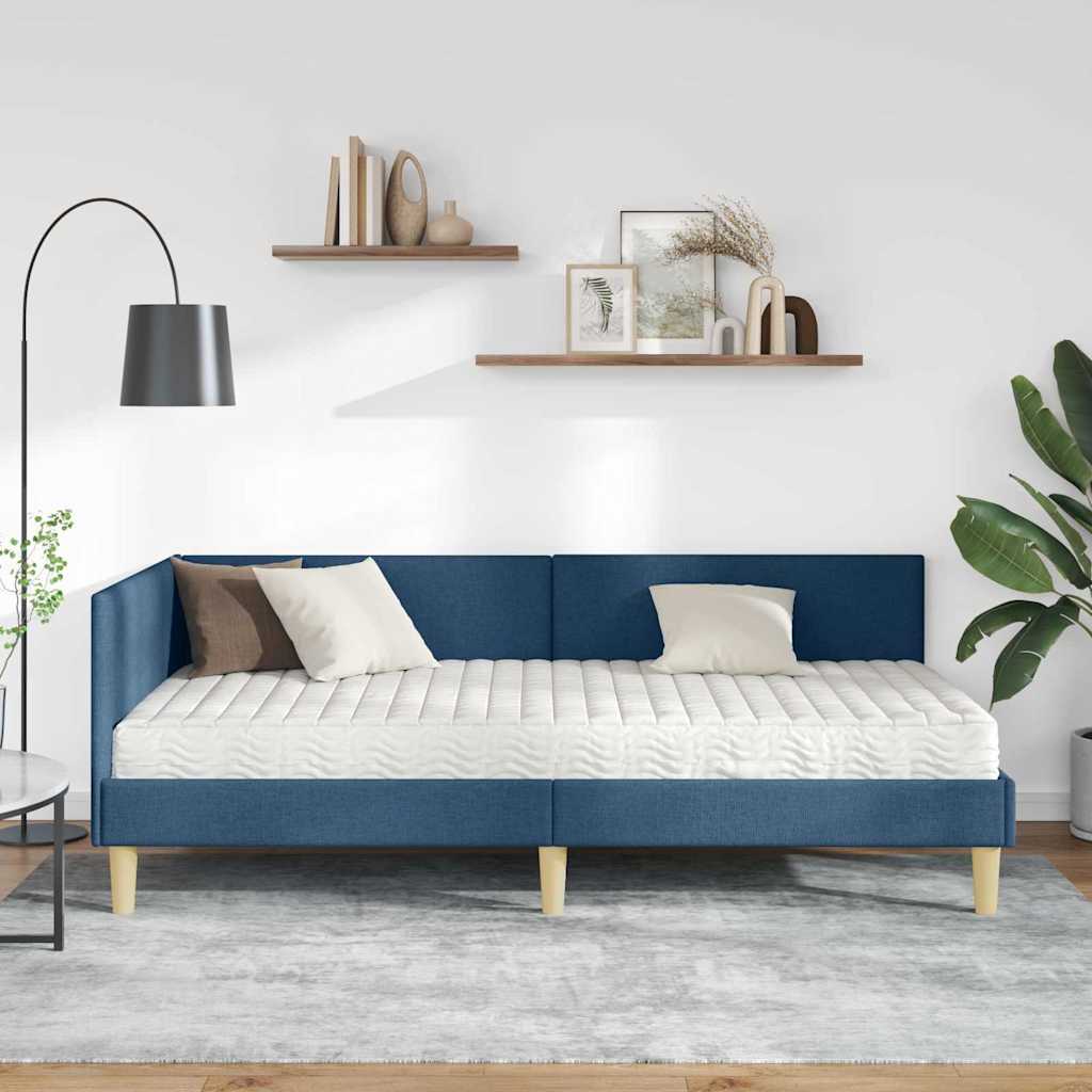 Hoekbedframe met Matras Anders met hoofdeinde 2 pcs Blauw Stof is nu te koop bij PeponiXL, paradijselijk wonen!