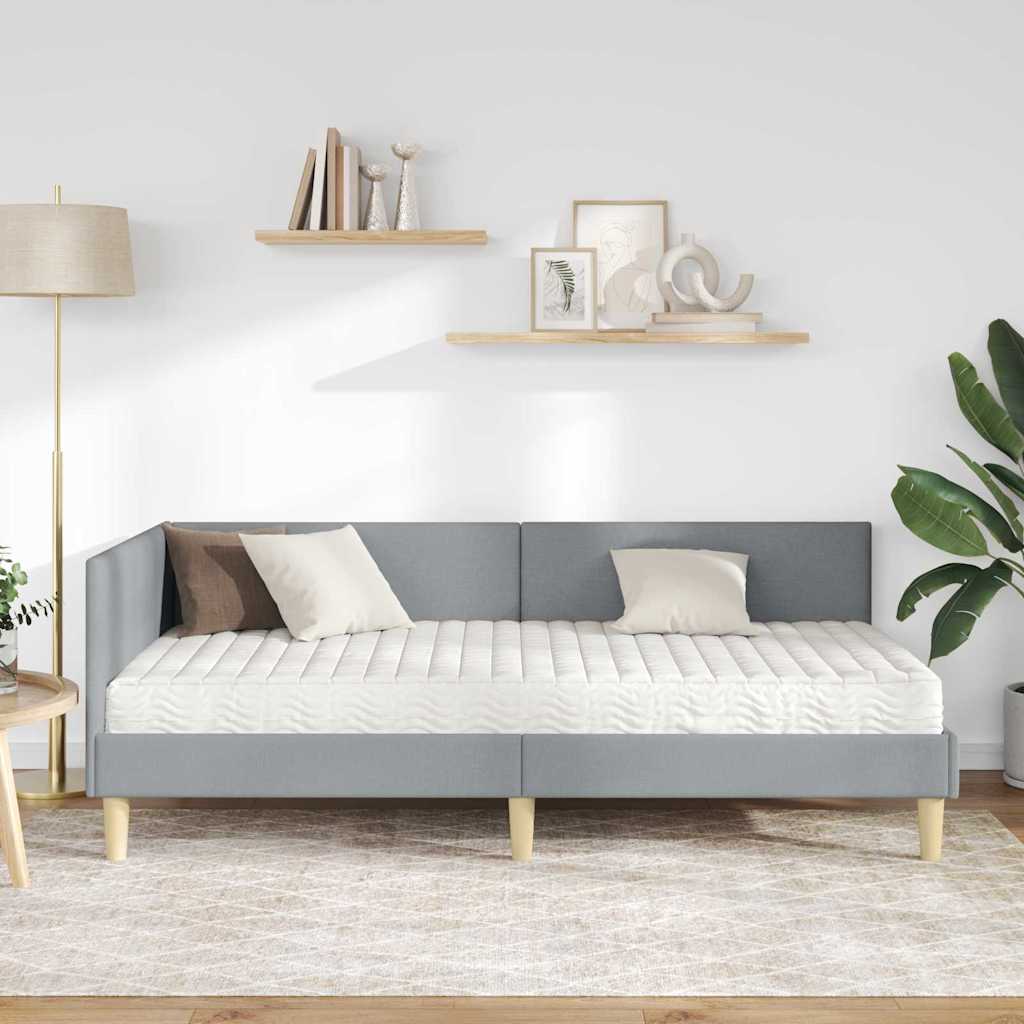 Hoekbedframe met Matras Anders 2 pcs Lichtgrijs Stof is nu te koop bij PeponiXL, paradijselijk wonen!