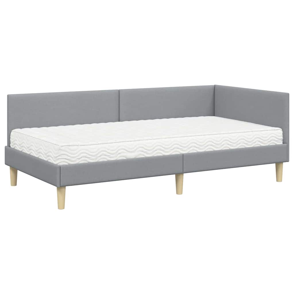 Hoekbedframe met Matras Anders 2 pcs Lichtgrijs Stof is nu te koop bij PeponiXL, paradijselijk wonen!