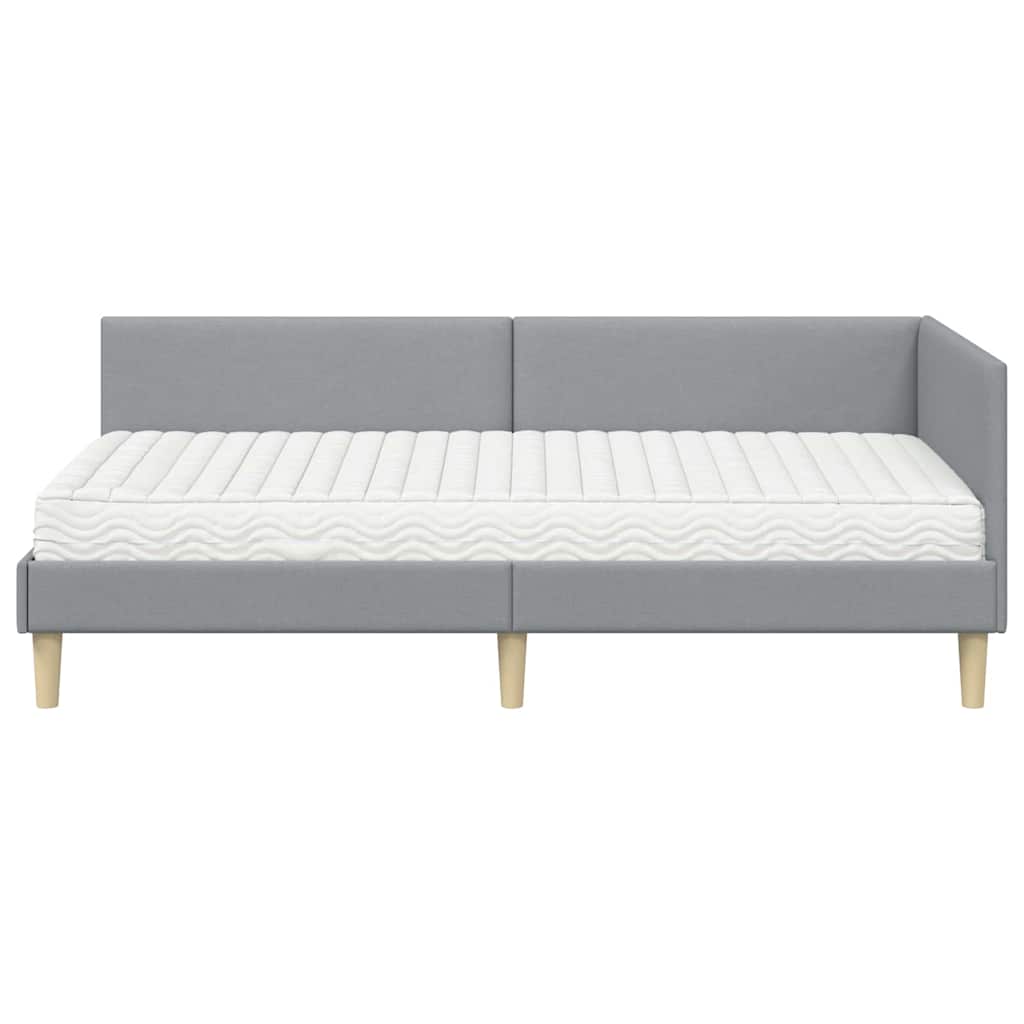 Hoekbedframe met Matras Anders 2 pcs Lichtgrijs Stof is nu te koop bij PeponiXL, paradijselijk wonen!