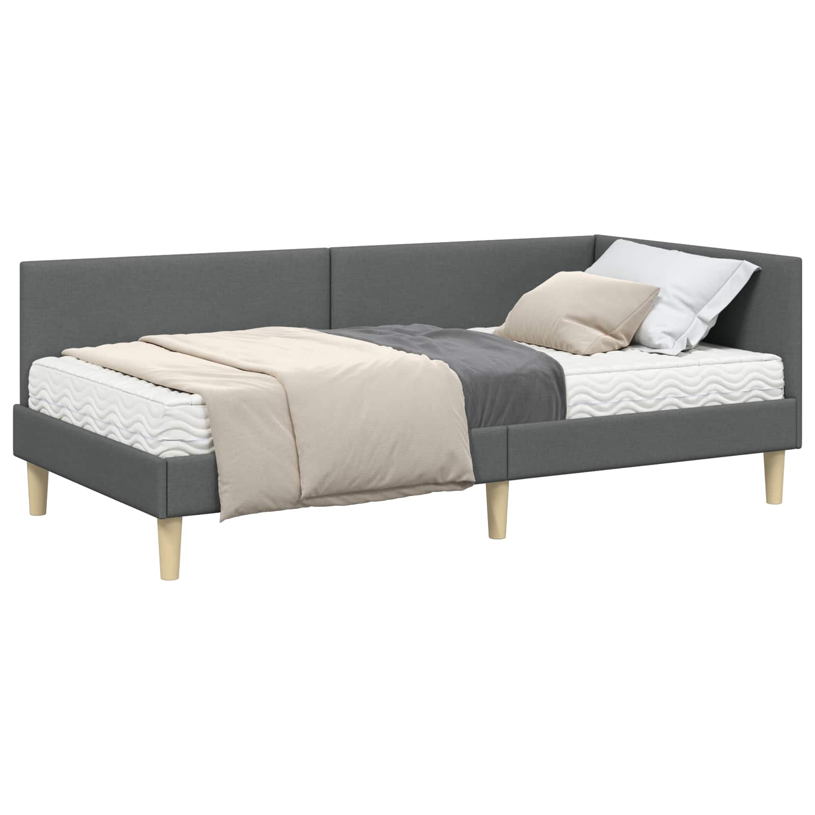 Hoekbedframe met Matras Anders met hoofdeinde 2 pcs Grijs Stof is nu te koop bij PeponiXL, paradijselijk wonen!