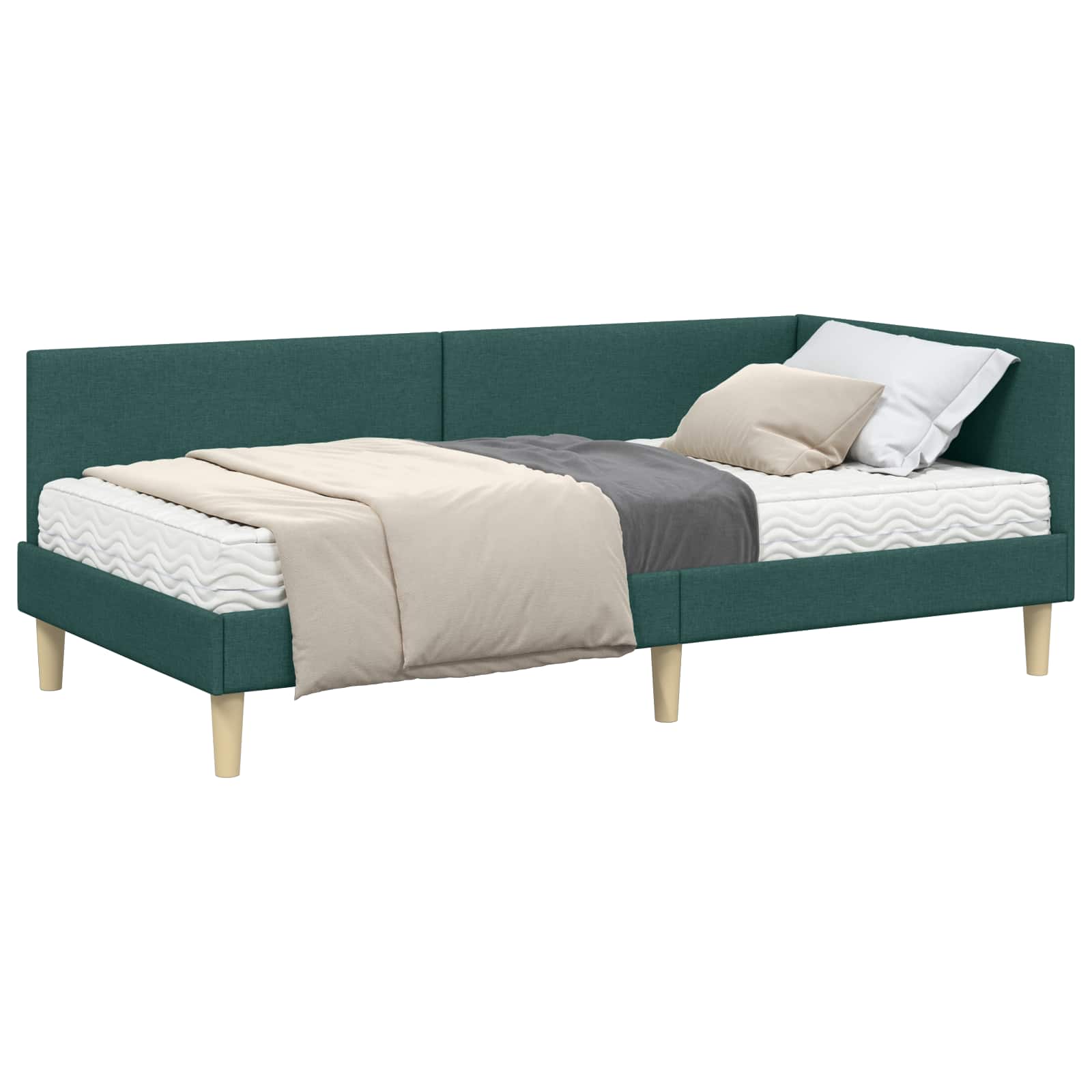 Hoekbedframe met Matras Anders met hoofdeinde 2 pcs Groen Stof is nu te koop bij PeponiXL, paradijselijk wonen!