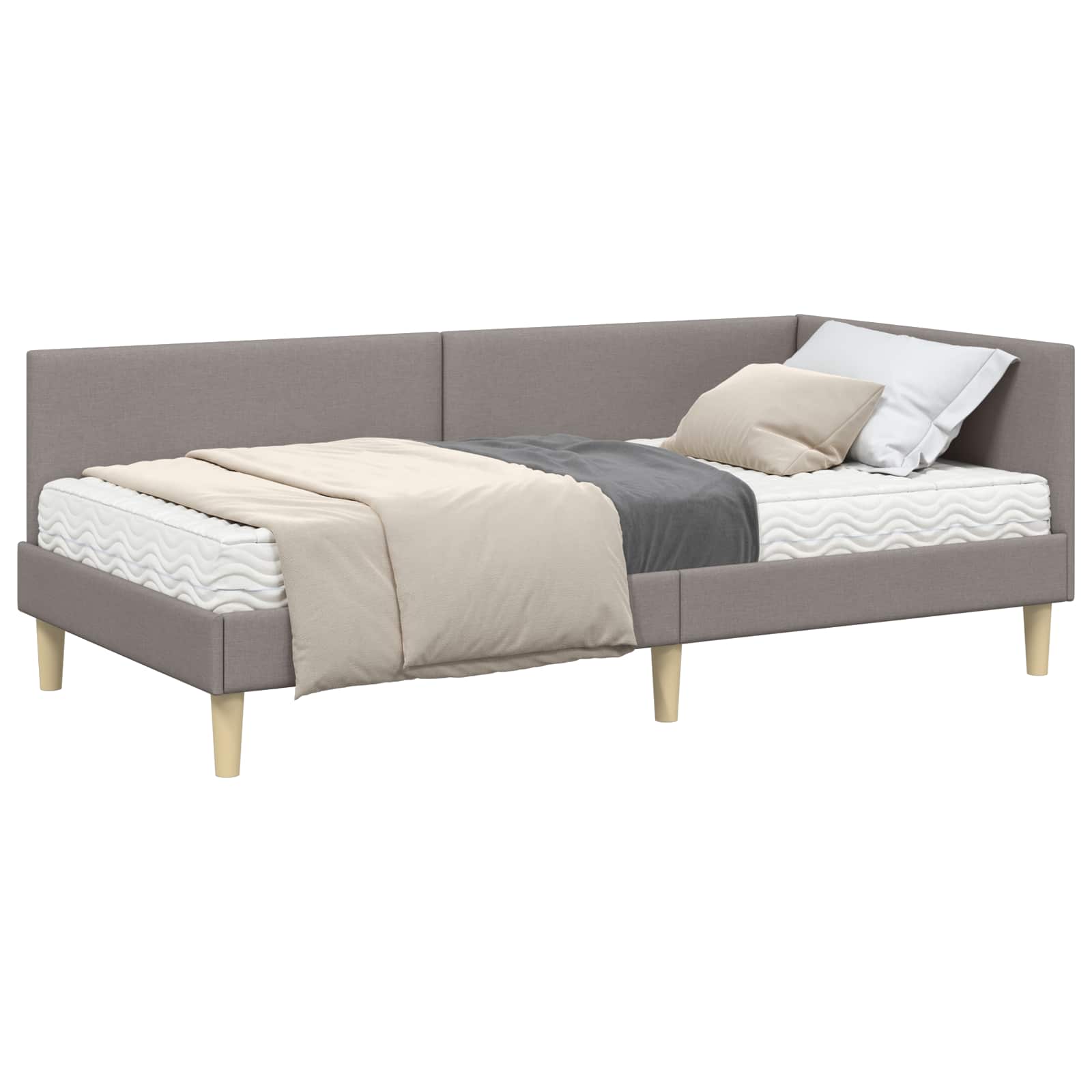 Hoekbedframe met Matras Anders met hoofdeinde 2 pcs Taupe Stof is nu te koop bij PeponiXL, paradijselijk wonen!