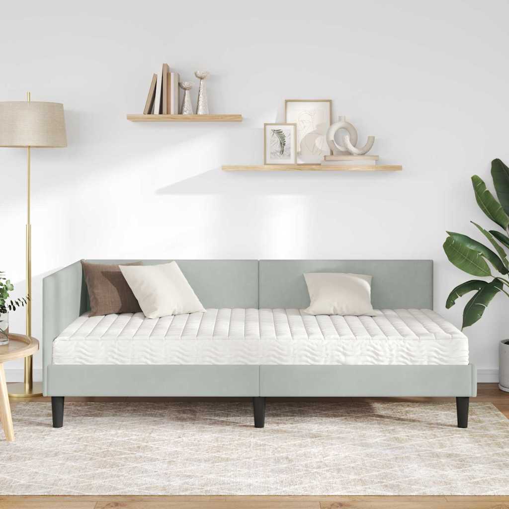 Hoekbedframe met Matras Anders 2 pcs Lichtgrijs Fluweel is nu te koop bij PeponiXL, paradijselijk wonen!