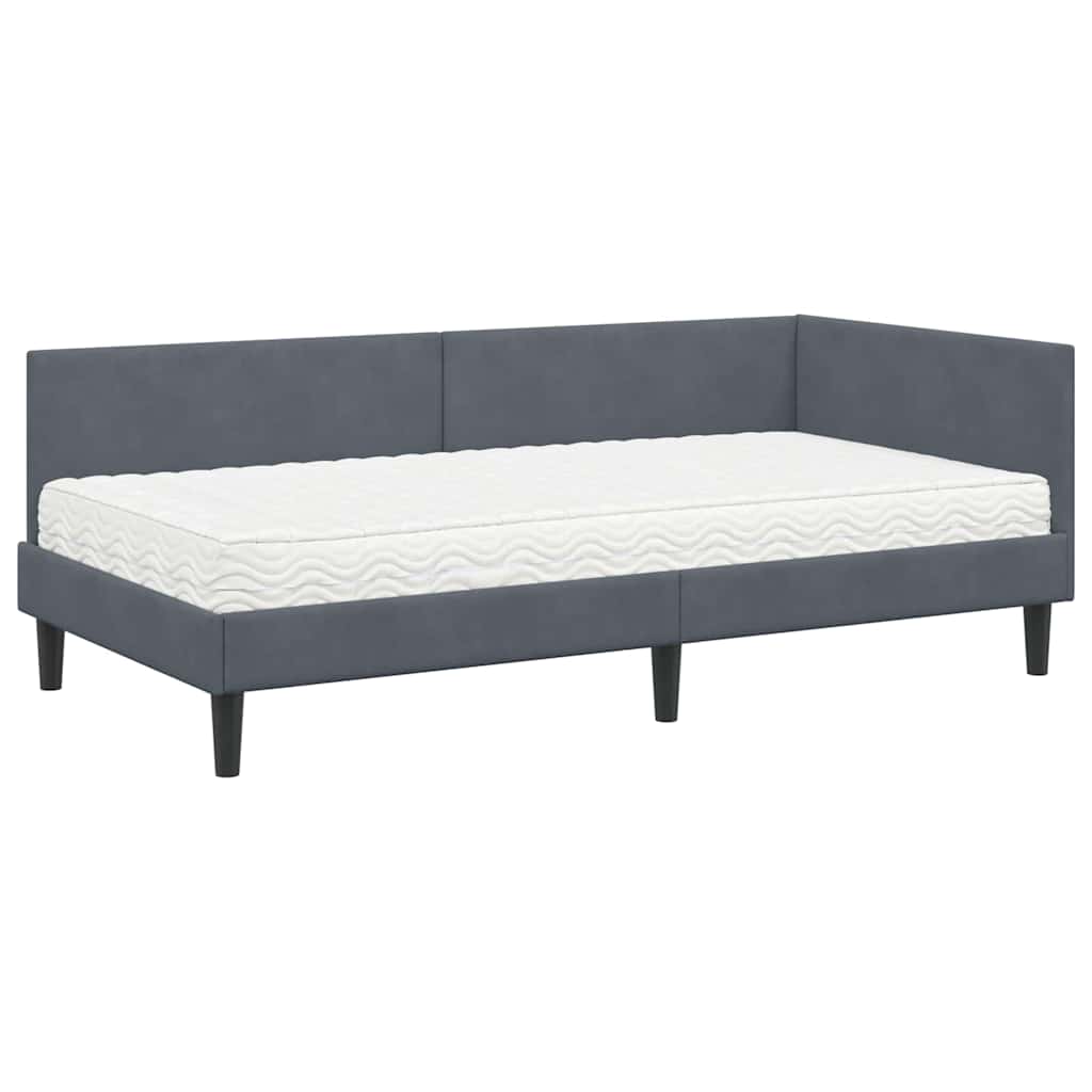 Hoekbedframe met Matras Anders 2 pcs Grijs Fluweel is nu te koop bij PeponiXL, paradijselijk wonen!