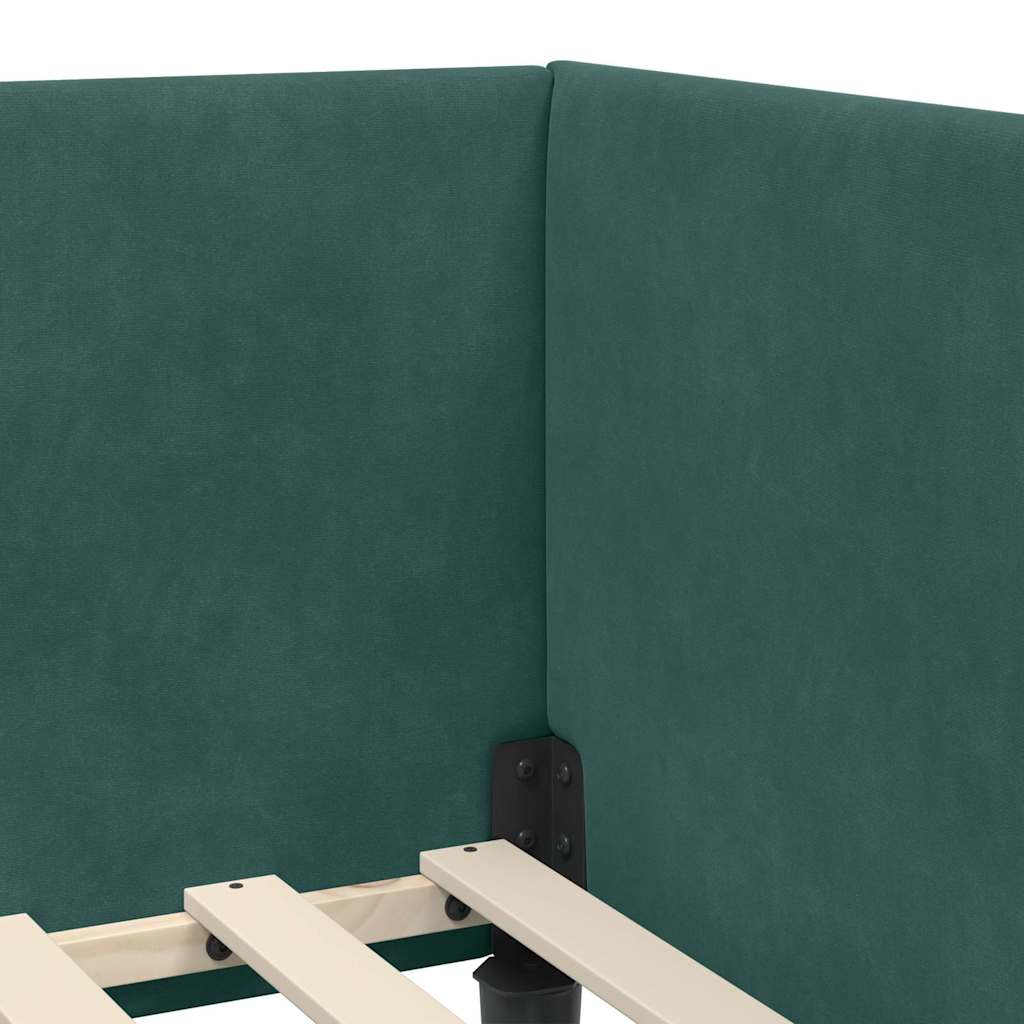 Hoekbedframe met Matras Anders 2 pcs Groen Fluweel is nu te koop bij PeponiXL, paradijselijk wonen!