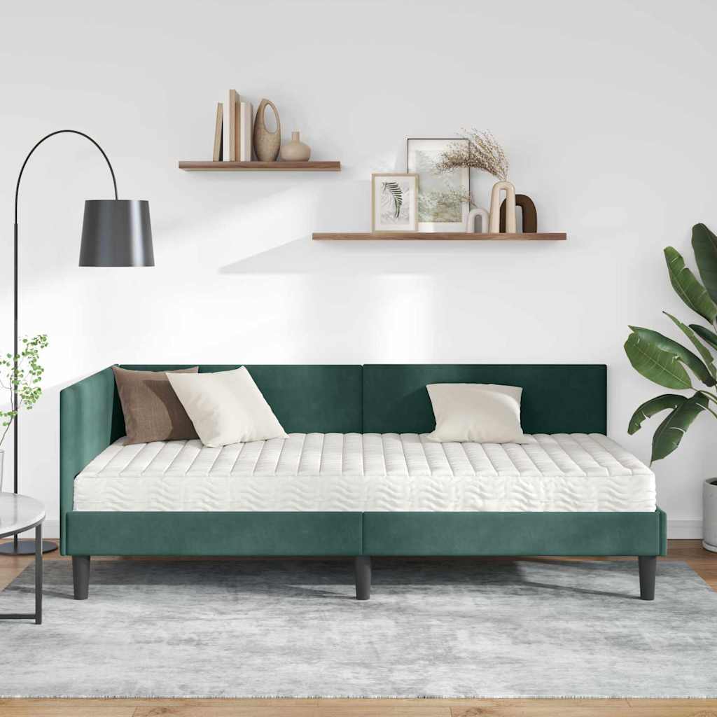 Hoekbedframe met Matras Anders 2 pcs Groen Fluweel is nu te koop bij PeponiXL, paradijselijk wonen!