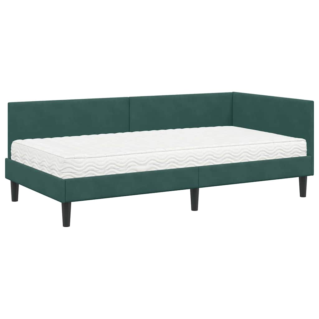 Hoekbedframe met Matras Anders 2 pcs Groen Fluweel is nu te koop bij PeponiXL, paradijselijk wonen!