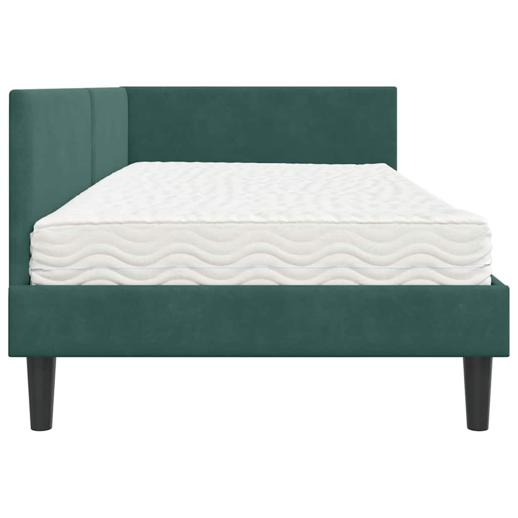 Hoekbedframe met Matras Anders 2 pcs Groen Fluweel is nu te koop bij PeponiXL, paradijselijk wonen!