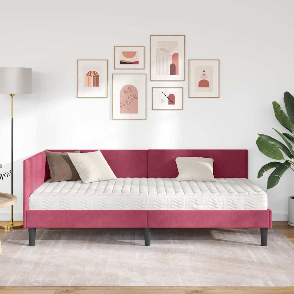 Hoekbedframe met Matras Anders 2 pcs Groen Fluweel is nu te koop bij PeponiXL, paradijselijk wonen!