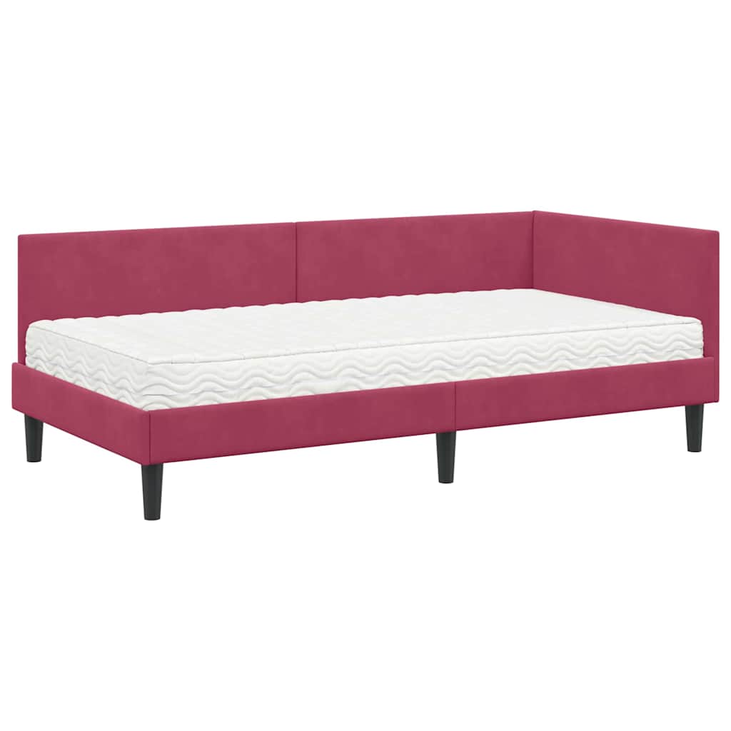 Hoekbedframe met Matras Anders 2 pcs Groen Fluweel is nu te koop bij PeponiXL, paradijselijk wonen!